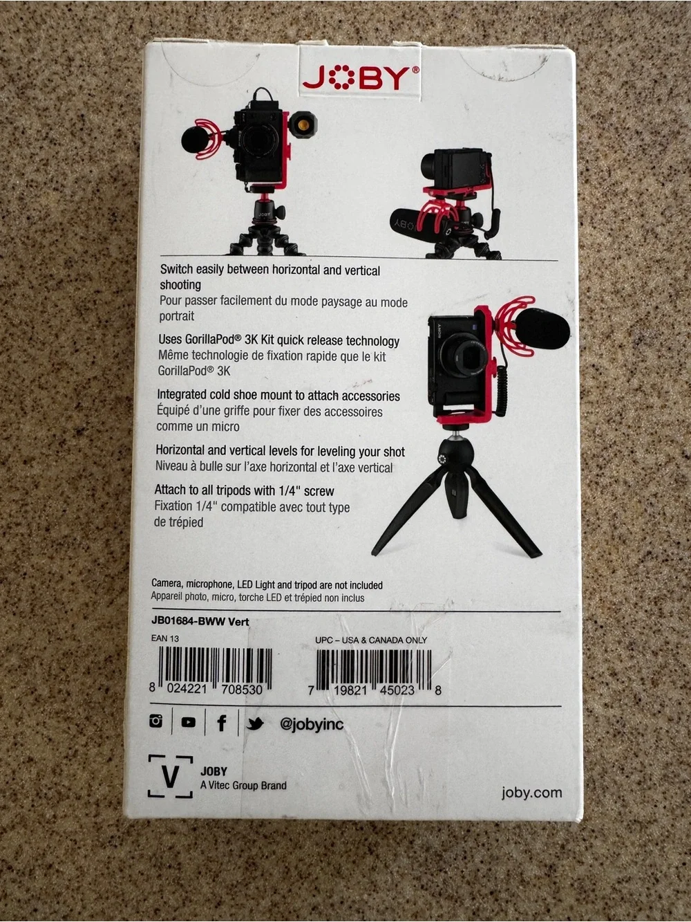 Joby Vert Vertical L Bracket DSLR Mirrorless Cameras Gorillapod Technology NEW
